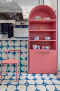 Commercial Cafe with pops of pink and blue