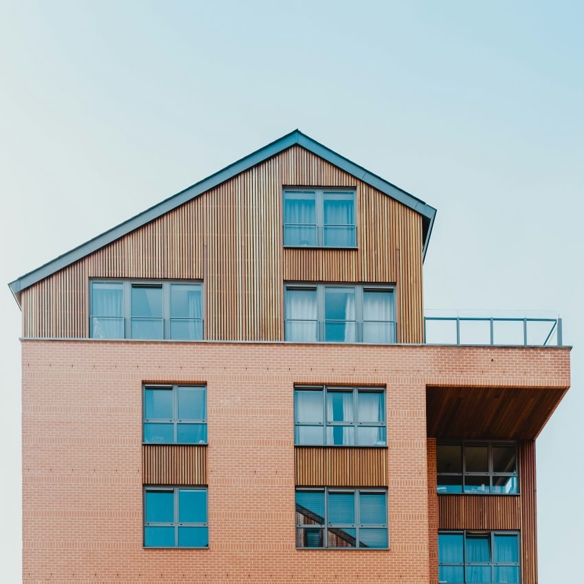 The facade of a house showing height and roofline.