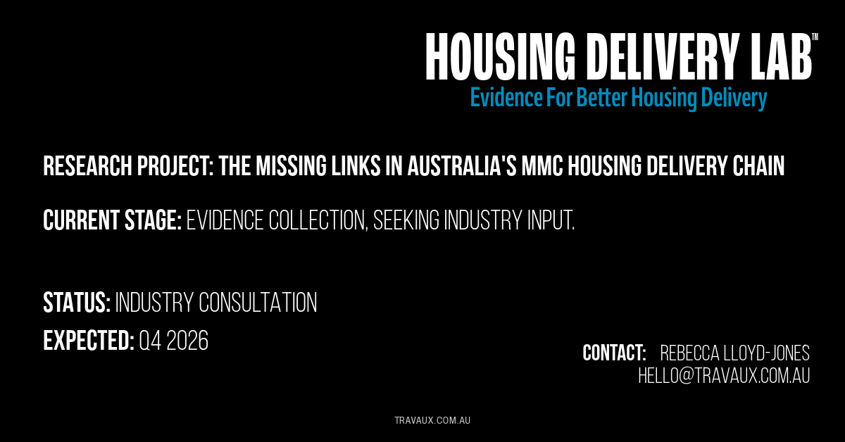 Housing Delivery Lab by Travaux, an independent research initiative investigating housing delivery through evidence-based analysis.